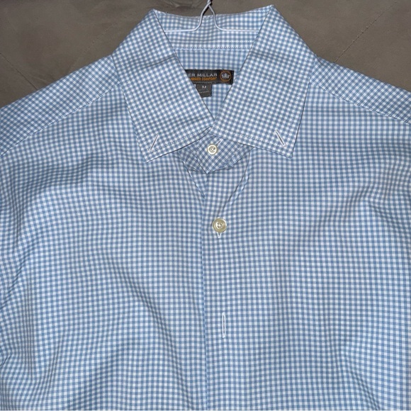 Peter Millar Summer Fit Check Print Button Down Shirt. - Picture 2 of 3